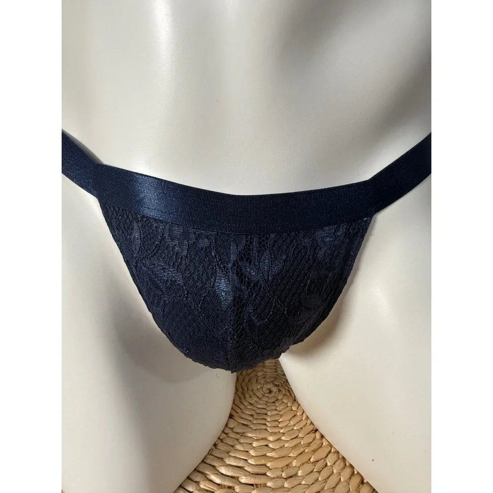 Cosabella Stretch Lace Thong Navy Blue Lingerie Size M